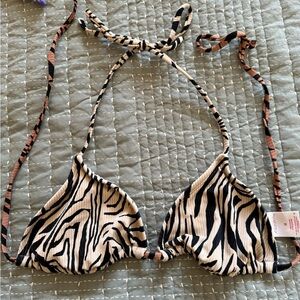Xhilaration Black & White Zebra Print Bandeau Triangle Top